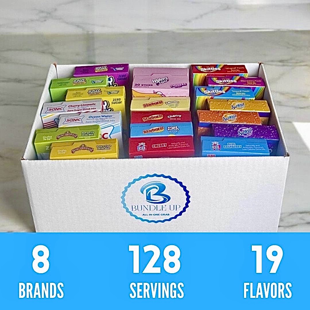 B Bundle Up All In One Grab™ Variety Pack - Singles To Go! 128 Bulk Variety Bundle Box, 19 Flavors, 8 Brands