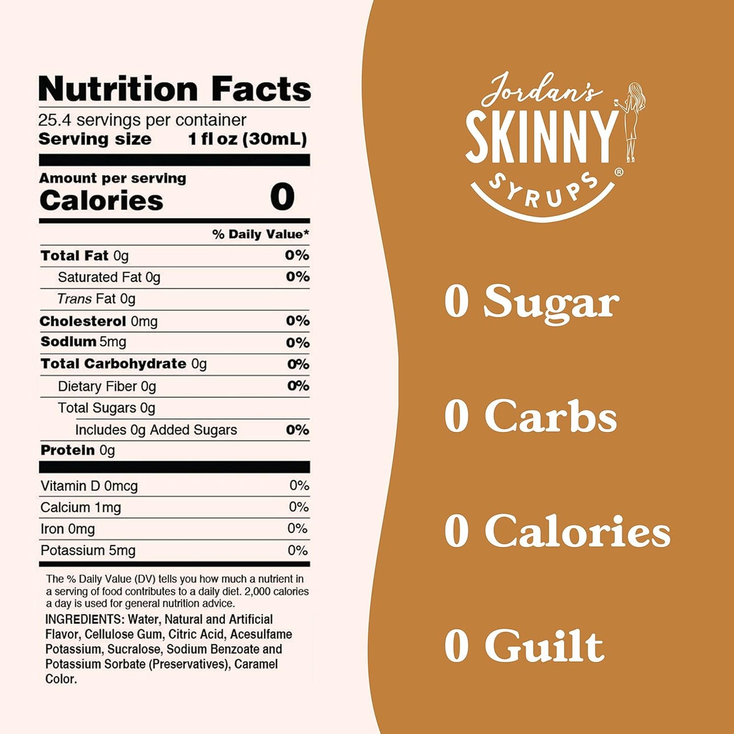 Jordan's Skinny Vanilla Caramel Crème Syrups ( Bundle of 2 )